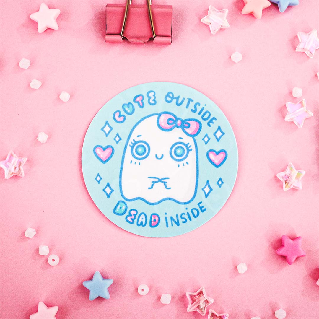 Cute Outside Dead Inside Holoraphic Sticker