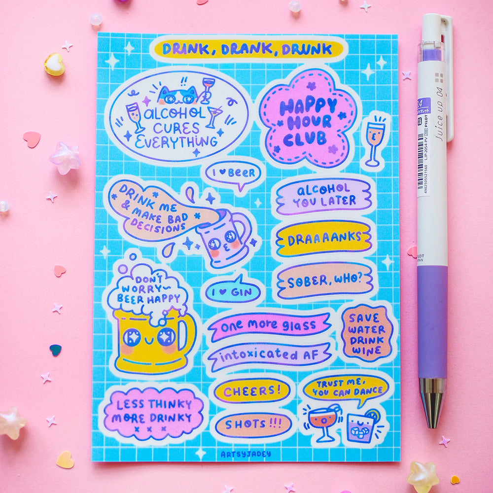 Drink Drank Drunk Sticker Sheet