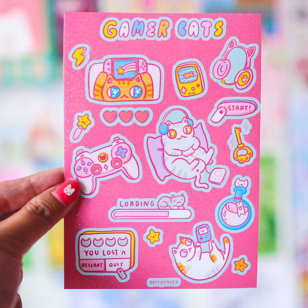 Gamer Cats Holographic Sticker Sheet
