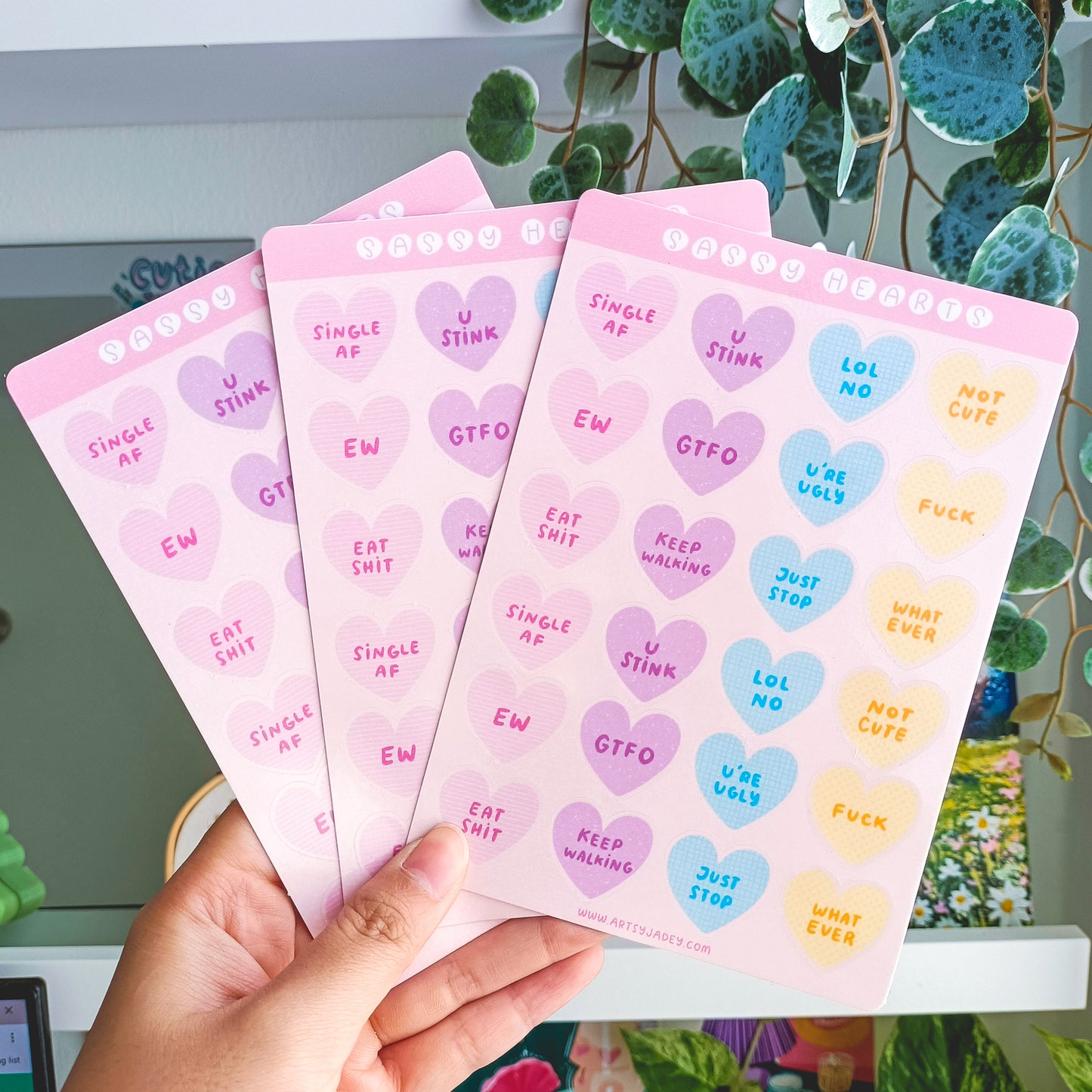 Sassy Hearts Holographic Sticker Sheet