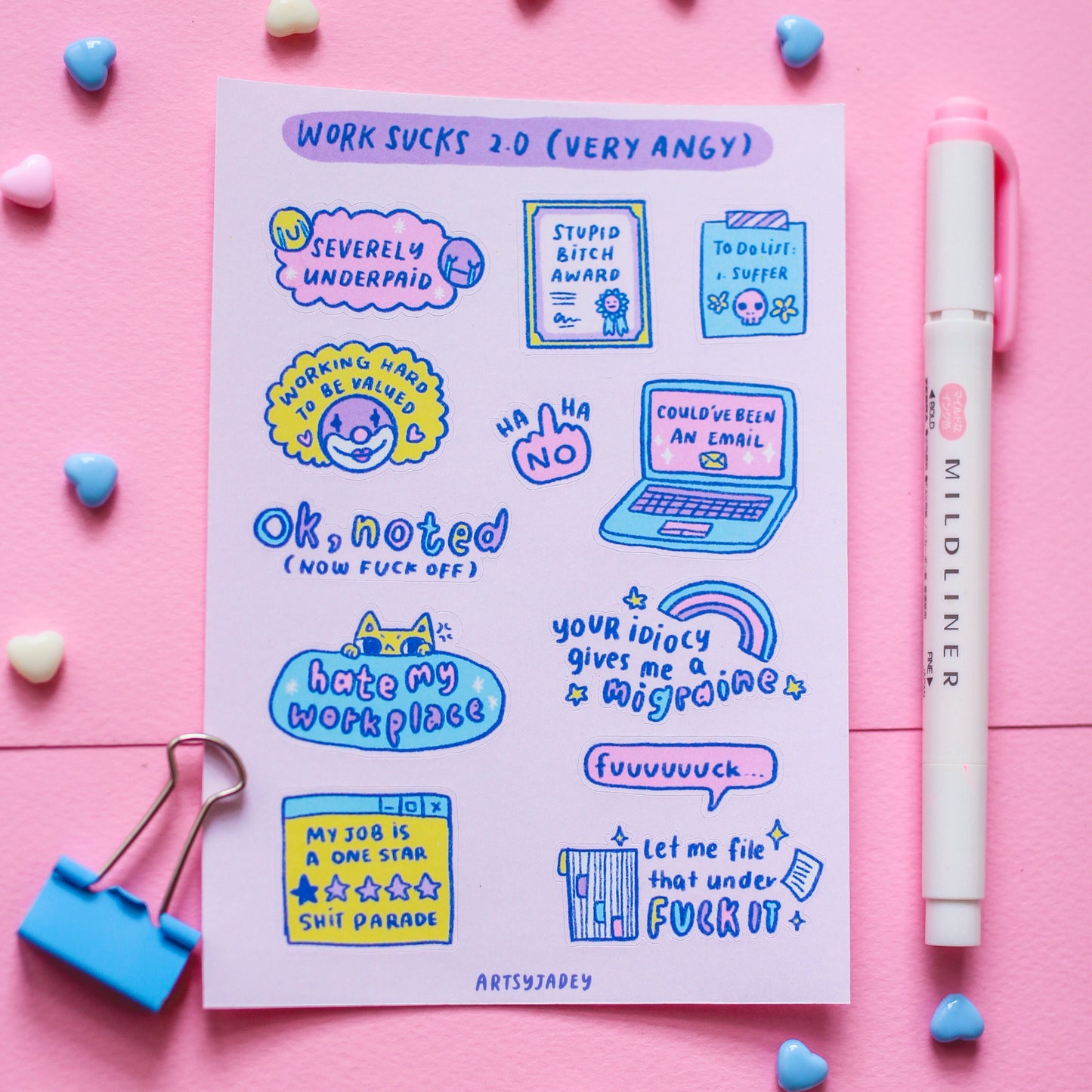 Work Sucks 2.0 Sticker Sheet