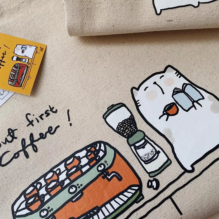 Catdoo Canvas Tote Bag - But 1st Coffee (CD7000109)