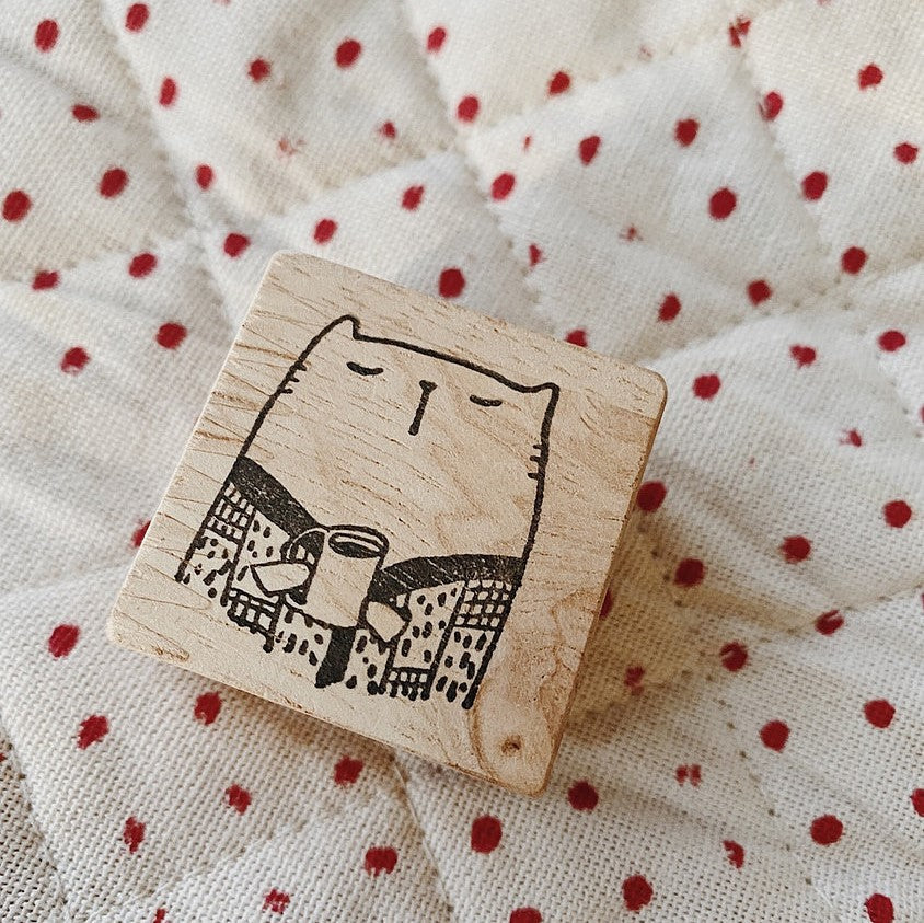 Catdoo rubber stamp - midnight coffee cat (CD2580024)