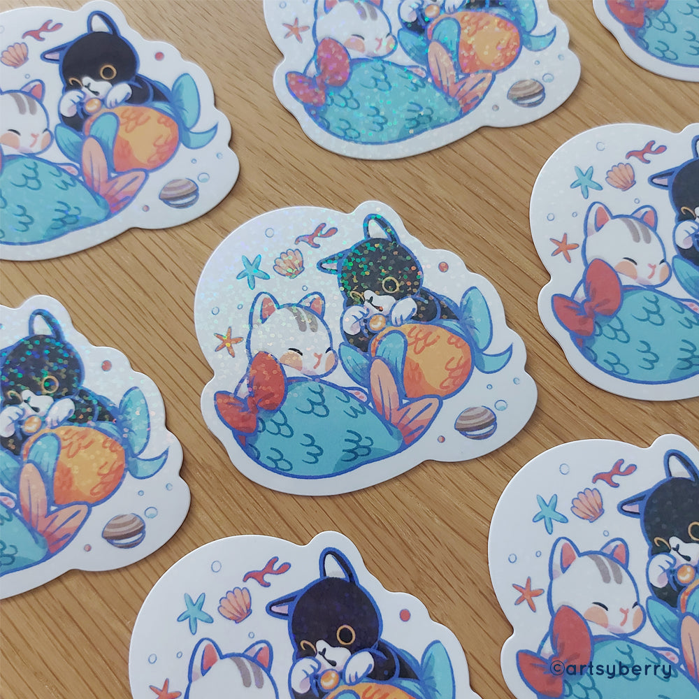 Waterproof Stickers (Holo) // Pika Pika: Kuro & Sassy