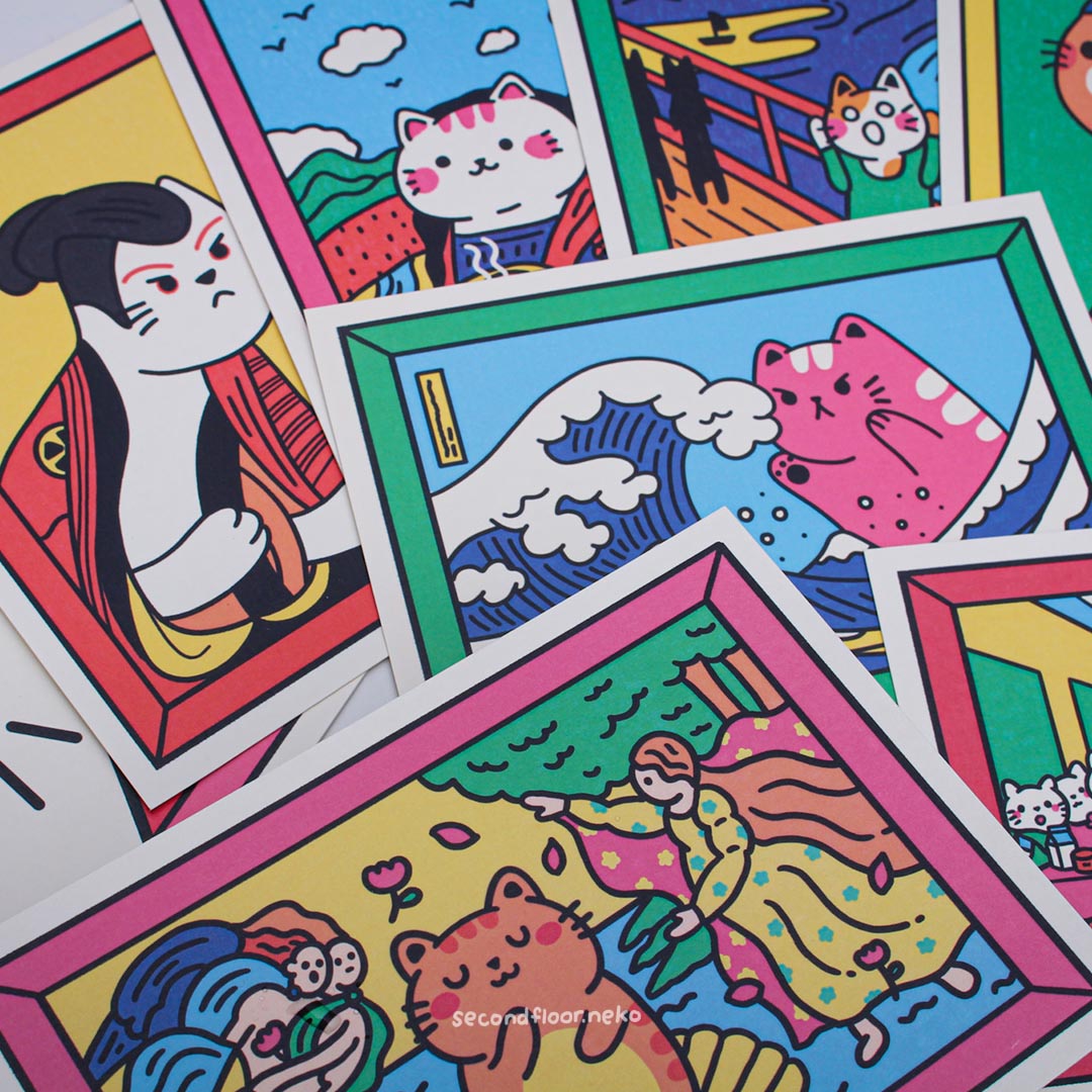 secondfloor.neko | Catto Art Gallery Postcard - The Scream