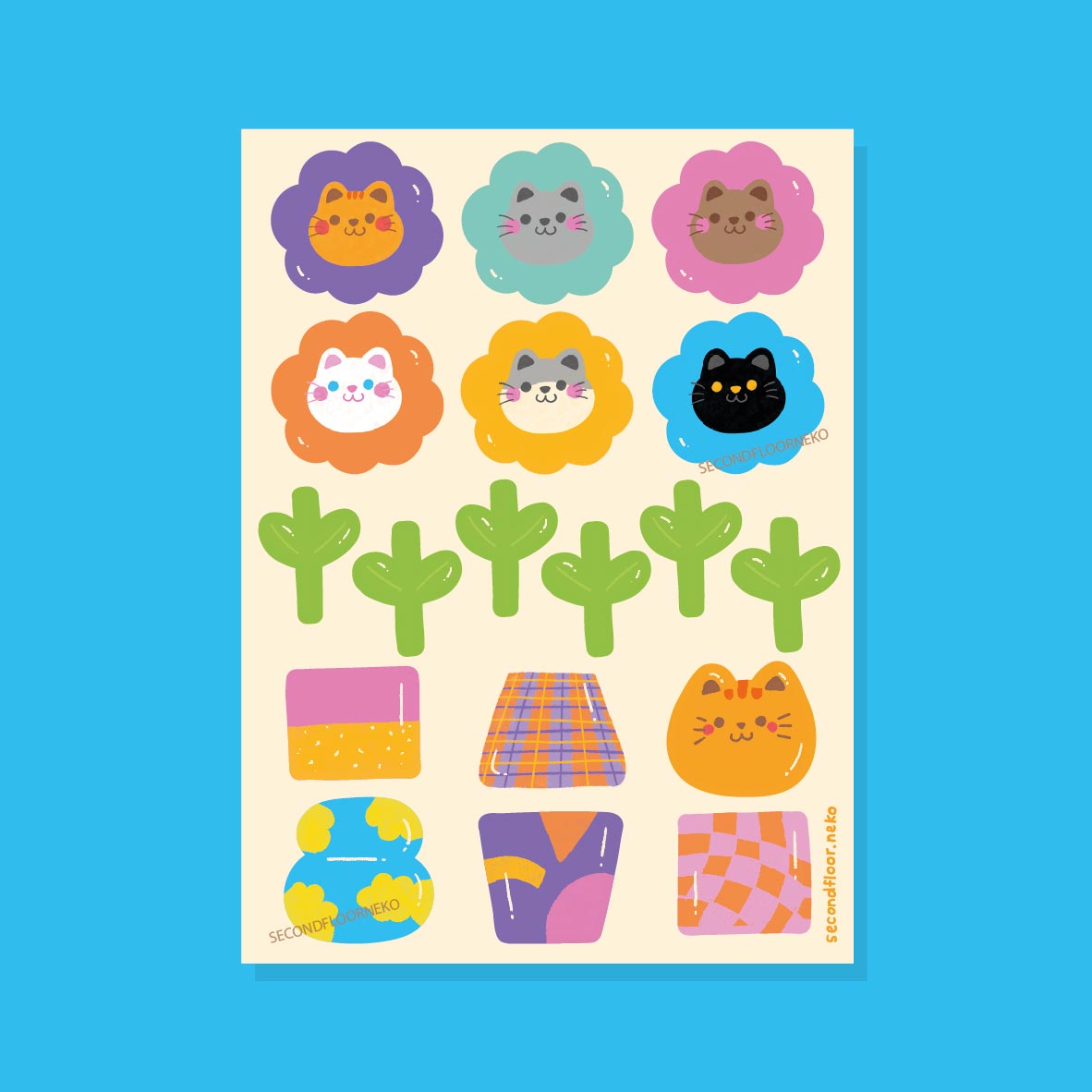 secondfloor.neko | Flower Power sticker sheet
