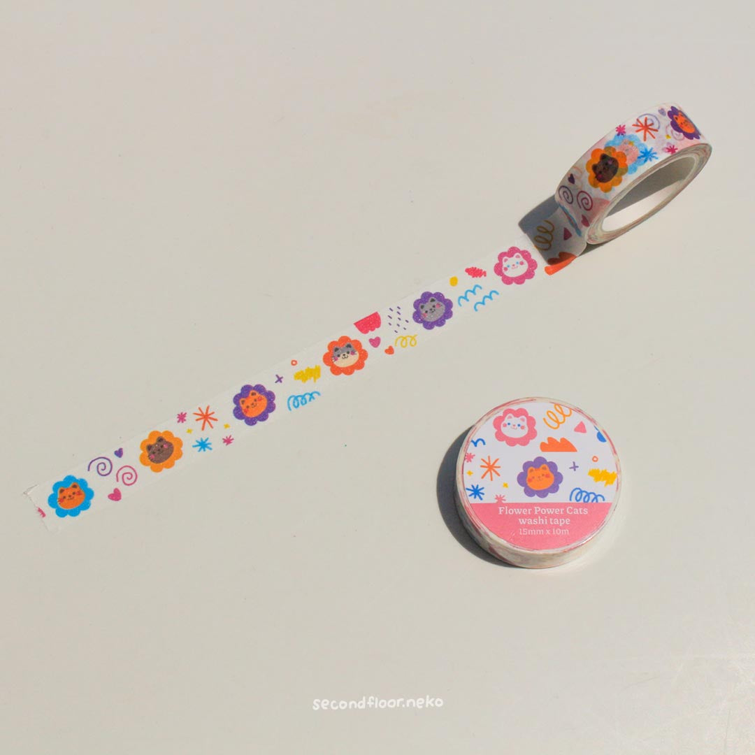 secondfloor.neko | Flower Power Cats Washi Tape