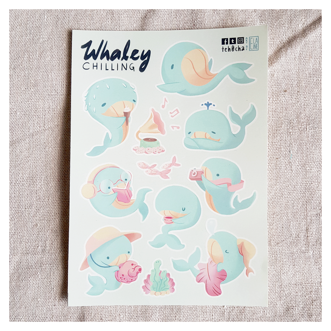 Whaley Whale Kiss Cut Sticker