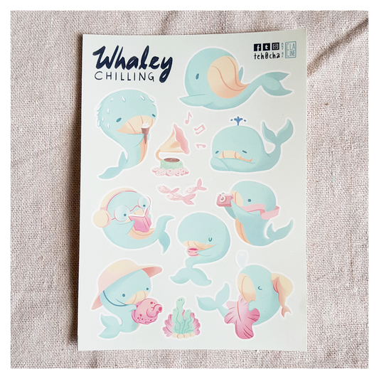 Whaley Whale Kiss Cut Sticker