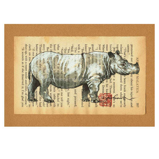 Malaysian Animal Postcard - Rhino