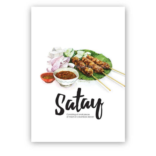 Malaysian Food Postcard - Satay