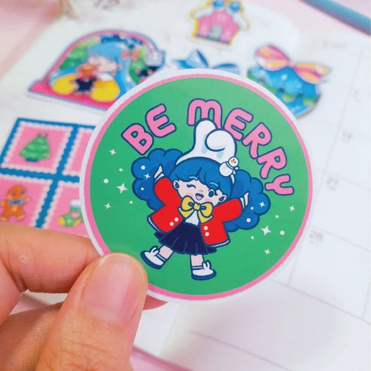 Glossy Die Cut Stickers | Be Merry