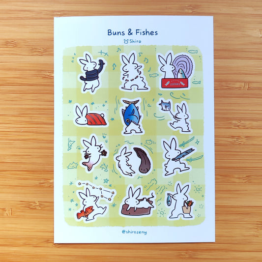 Buns & Fishes Sticker Sheet