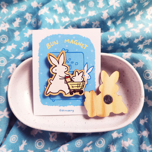 Shopping Bun Wood Magnet