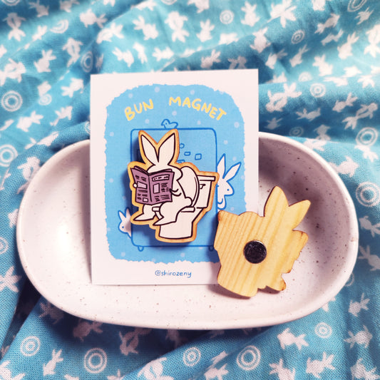 Toilet Bun Wood Magnet