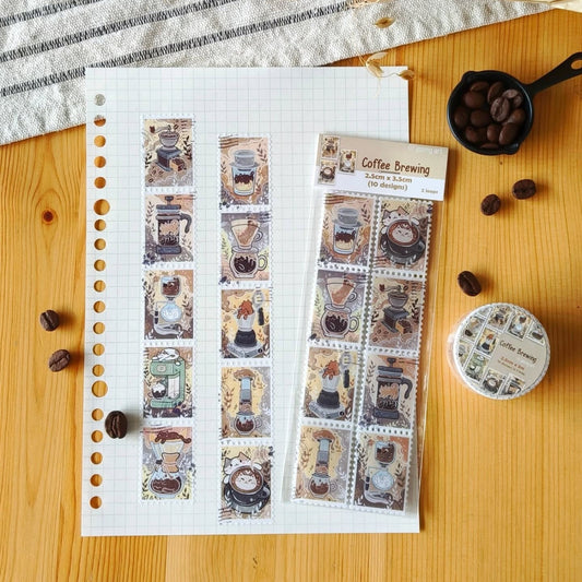 Stamp Washi Tape - Coffee Brewing