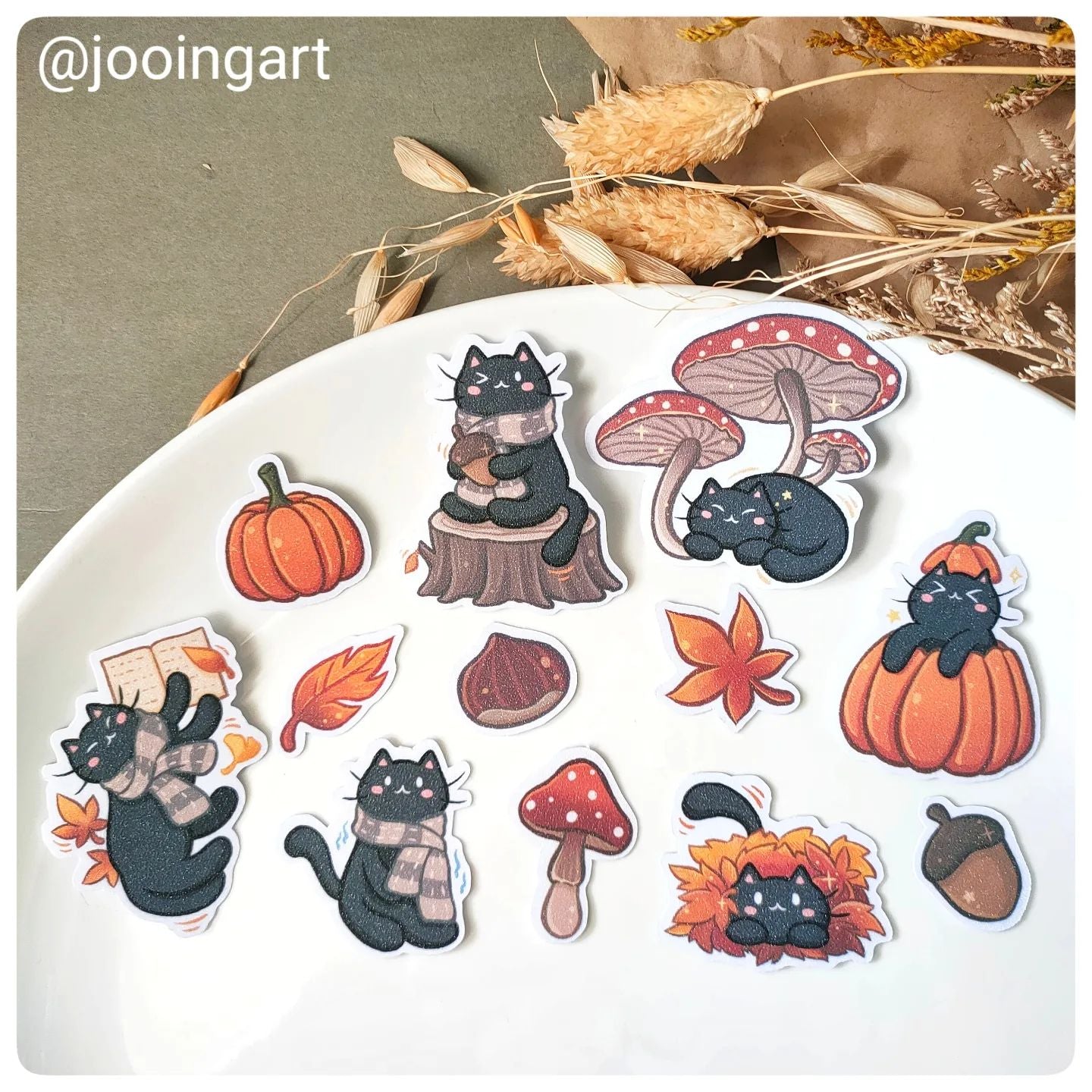 Fall Cat Stickers Autumn Cat Sticker Set – chub.my