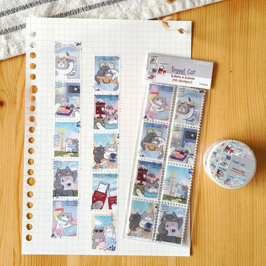 Stamp Washi Tape - Travel Cat