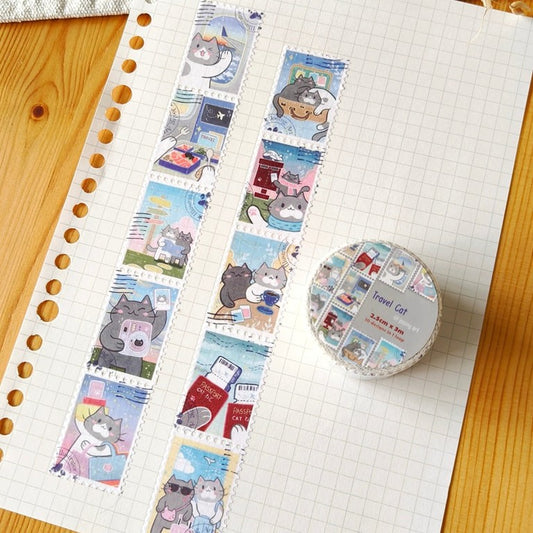 Stamp Washi Tape - Travel Cat