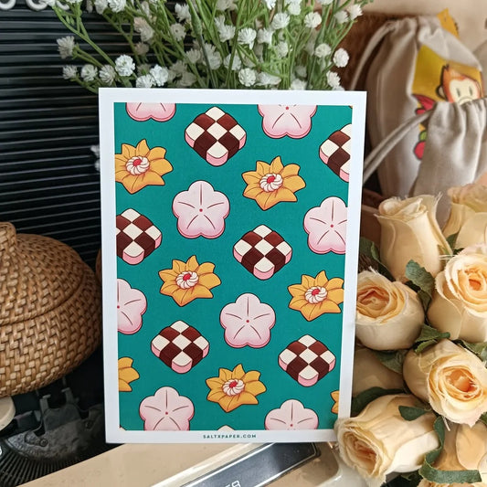 Salt x Paper Postcard - Malaysian Kuih (Teal)