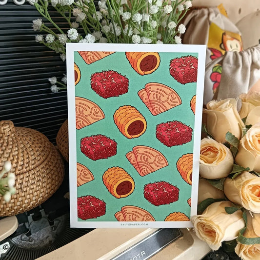 Salt x Paper Postcard - Malaysian Kuih (Turquoise)