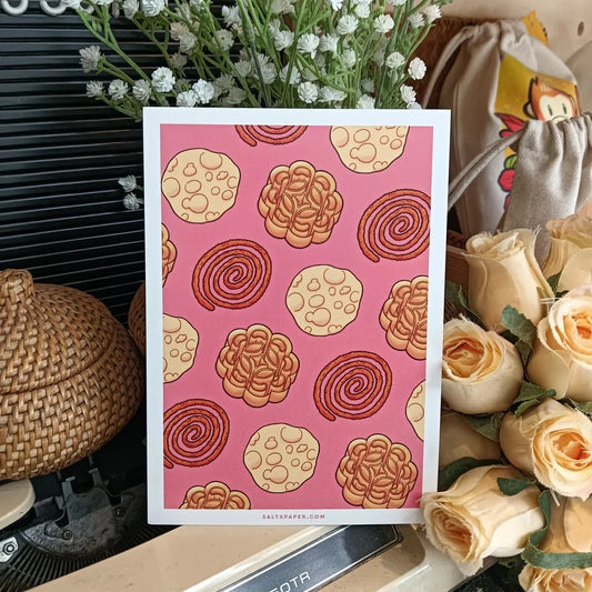 Salt x Paper Postcard - Malaysian Kuih (Pink)