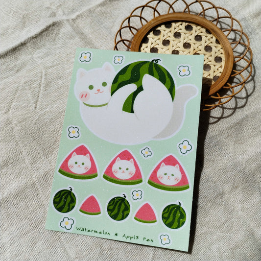 Sticker Sheet - Watermelon Meow