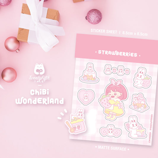 Chibi Wonderland Sticker Sheet | Strawberries