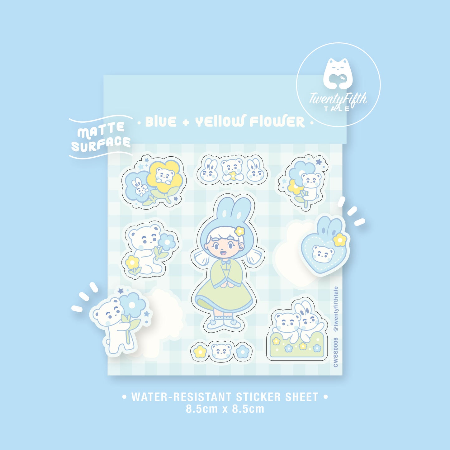 Chibi Wonderland Sticker Sheet | Blue & Yellow Flower