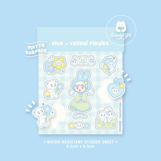 Chibi Wonderland Sticker Sheet | Blue & Yellow Flower
