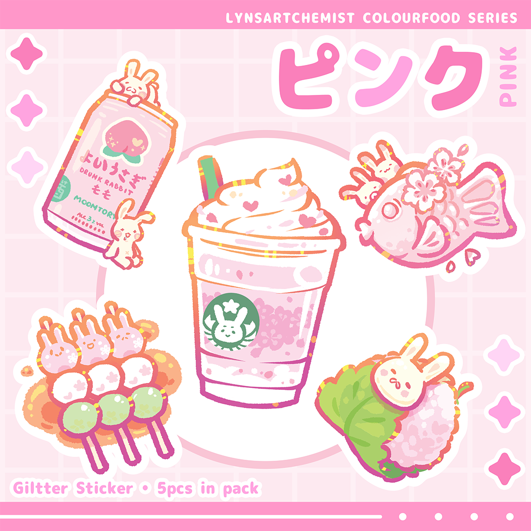 Colourfood Series (Rainbow) Sticker Pack | Pink