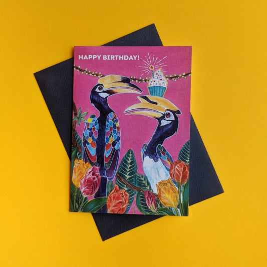 Greeting card- Hornbill cupcake