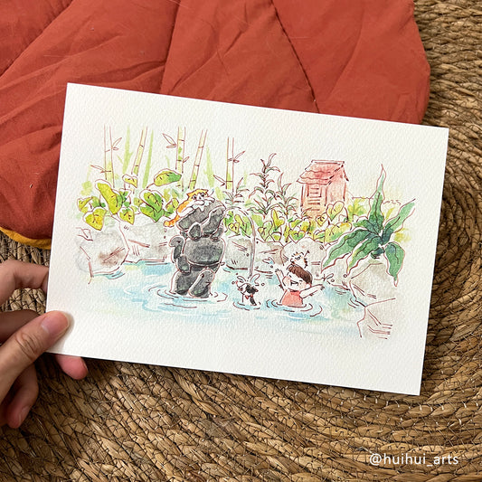 Hui Hui - A5 artprint - In The Pond