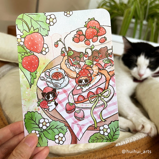 Hui Hui - Postcard - Strawberry Party