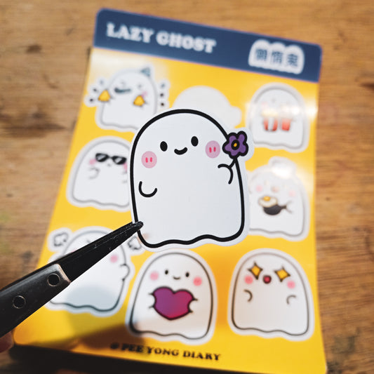 Lazy Ghost Sticker Sheet | Pee Yong Diary
