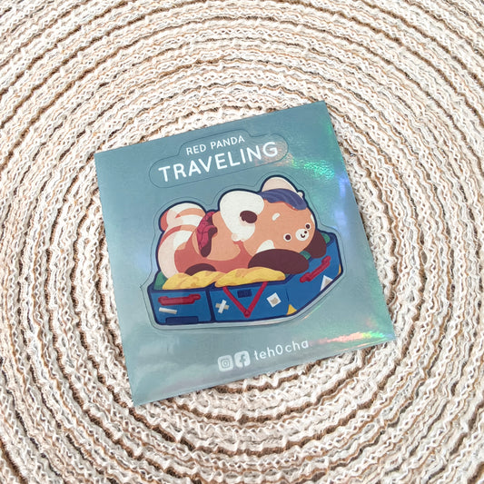 Red Panda Traveling Die Cut Sticker