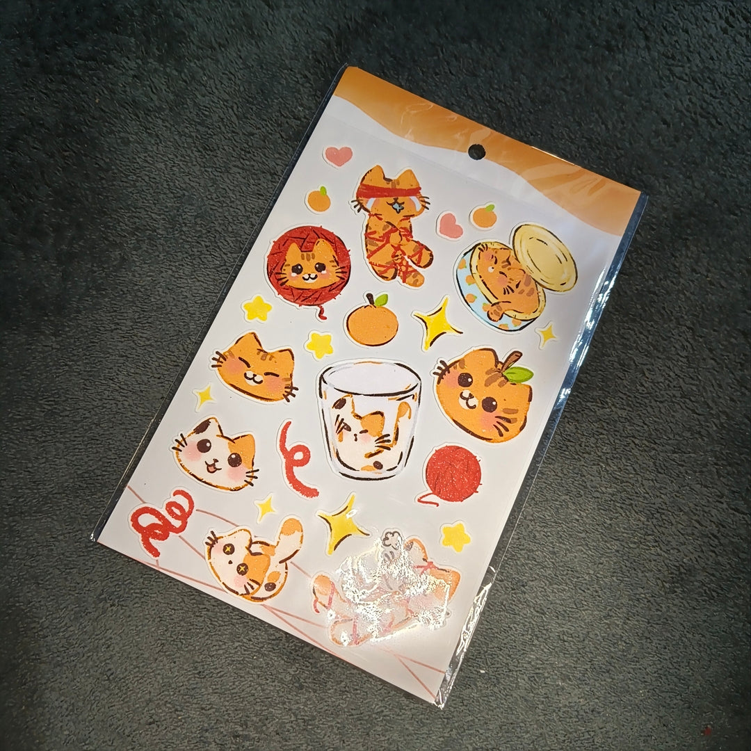 dorodotcot - PVC Sticker Sheets - Shiba | Black Cat | Orange Cats (Buy 1 Free 1!)