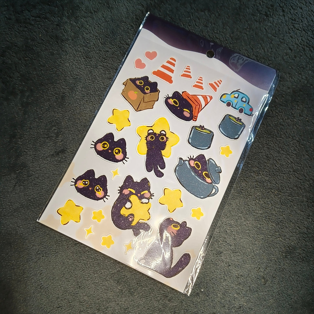 dorodotcot - PVC Sticker Sheets - Shiba | Black Cat | Orange Cats (Buy 1 Free 1!)