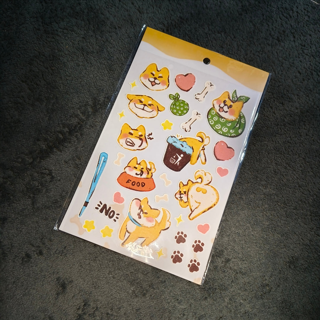 dorodotcot - PVC Sticker Sheets - Shiba | Black Cat | Orange Cats (Buy 1 Free 1!)