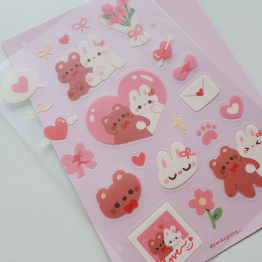 Love-themed sticker sheet