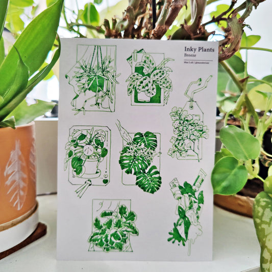 Inky Plants Breeze Washi A6 Sticker Sheet