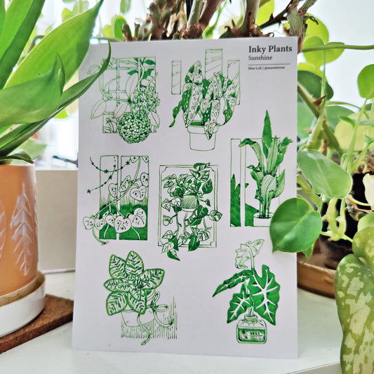 Inky Plants Sunshine Washi A6 Sticker Sheet