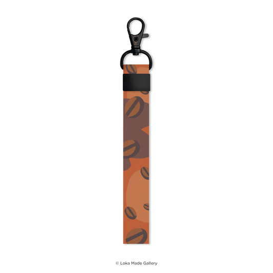 Ikat Tepi 'Kopi Cats' - Short Lanyard with Shaker Keychain