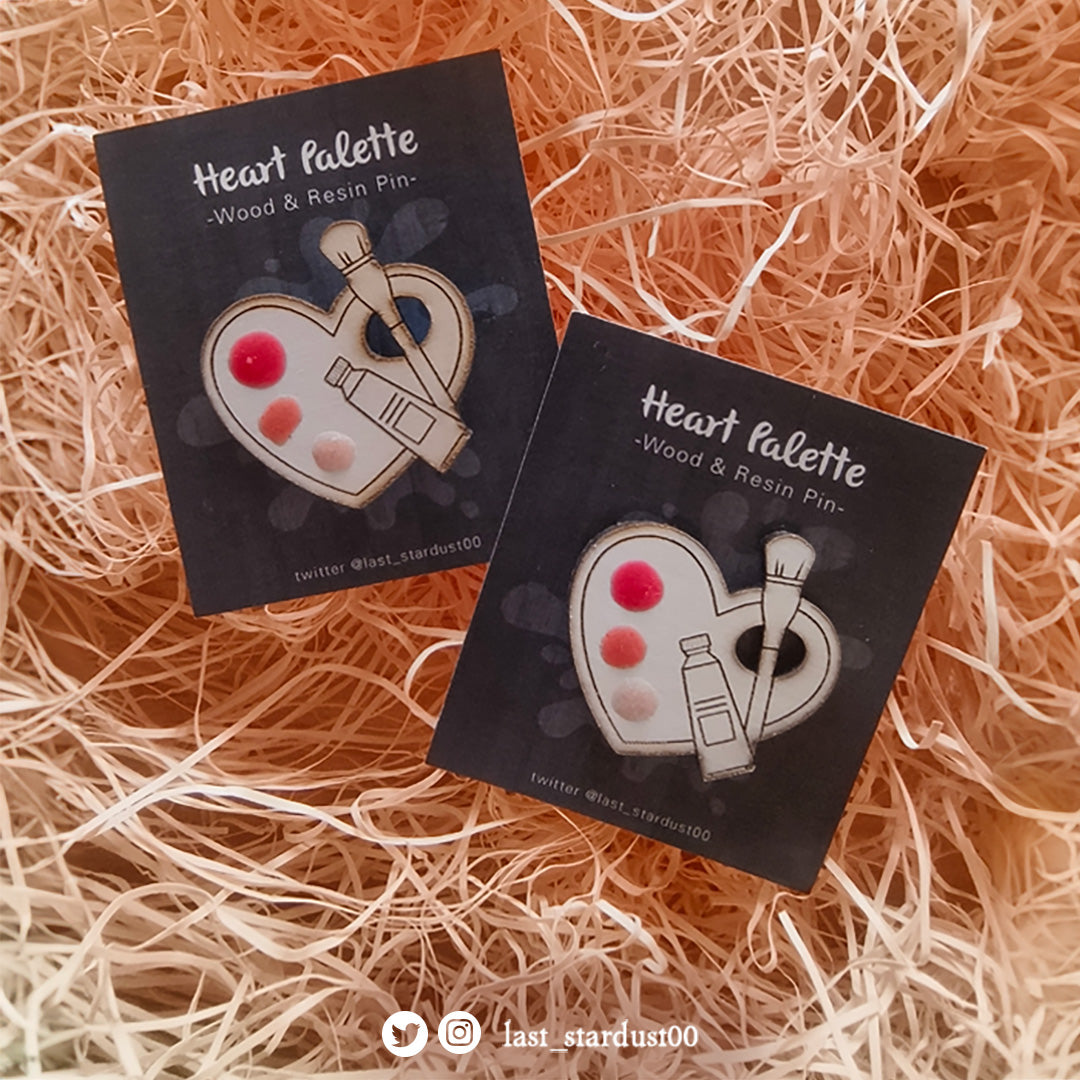 Last Stardust | Heart Palette Wooden Pin - Red