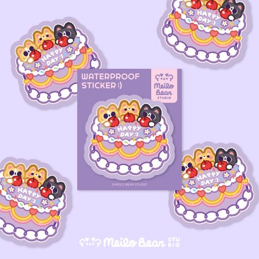 Waterproof Sticker - Happy Day Cake