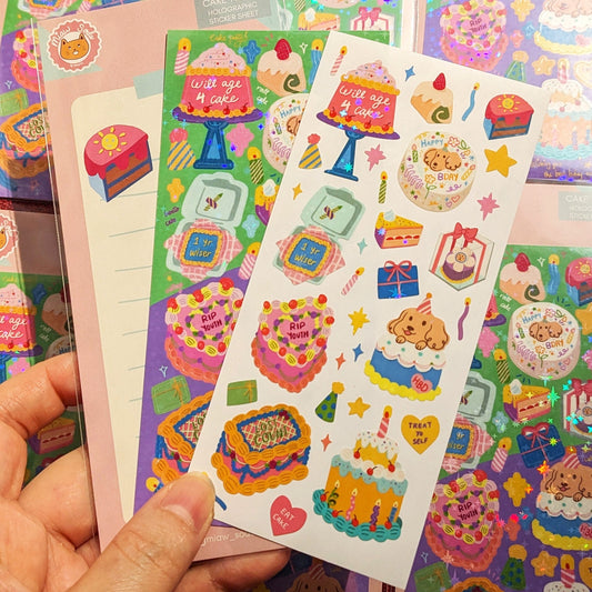 miaw soda- cake party! sticker sheet