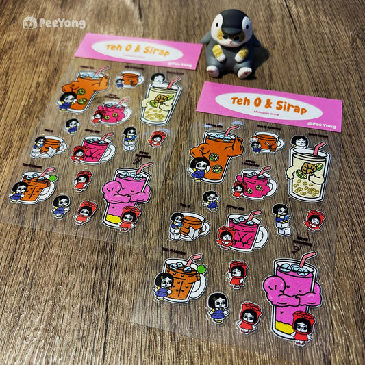Pee Yong Diary - Teh O & Sirap crystal sticker sheet