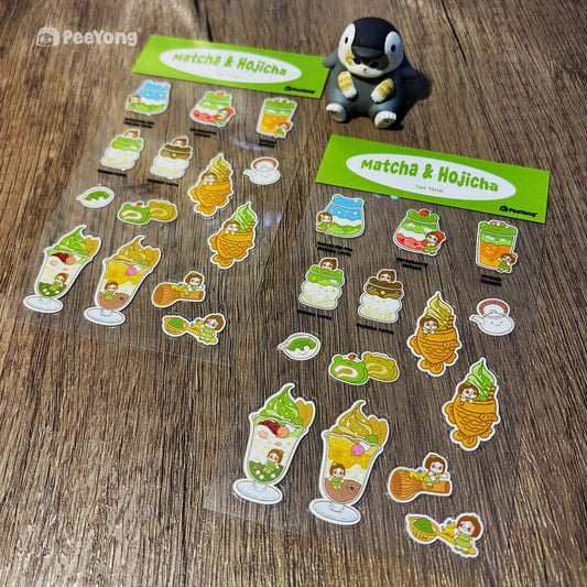 Pee Yong Diary - Matcha & Hojicha crystal sticker sheet