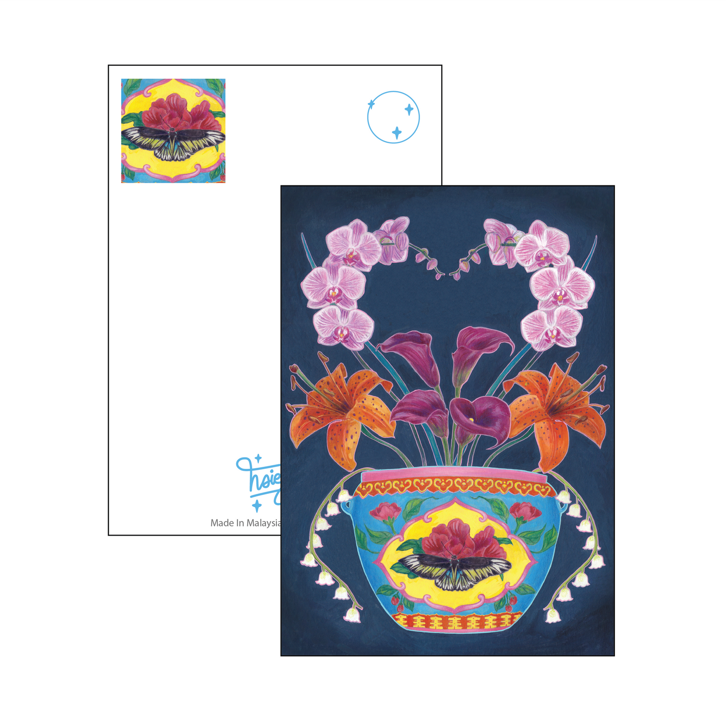Peranakan Flora- Orchid postcard