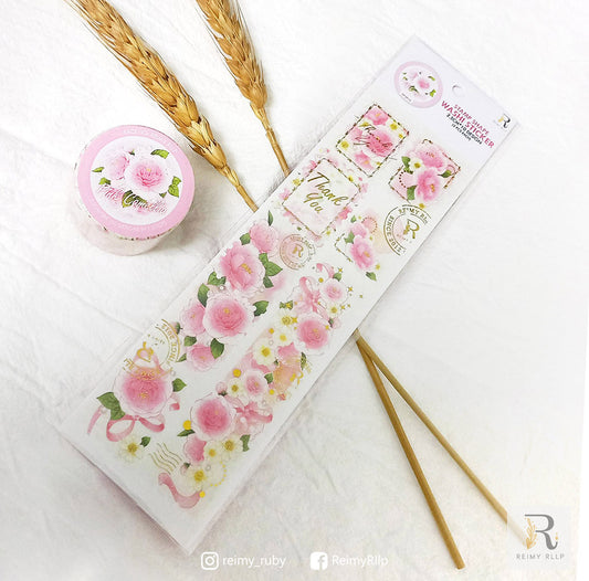 Gold Foil Stamp Washi // Pink Camelia